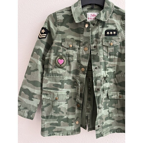 Justice Girls Camouflage Drawstring Waist Button Down Jacket Size 6/7 - Picture 5 of 15